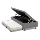 Cama Box Baú Solteiro com Auxiliar Mola Bonnel Sintético Cinza 56x78x188