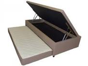 Cama box bau solteiro com cama auxiliar colchao acoplado na cama de baixo