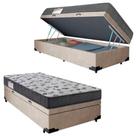 Cama Box Baú Solteiro com Espuma Macia Acoplado Bege