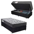 Cama Box Baú Solteiro com Espuma Macia Acoplado Preto