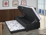 Cama Box Bau Solteiro Confort Plus com Auxiliar 088x188cm - Suede Cama Box Bau Solteiro Confort Plus com Auxiliar 088x188cm - Suede