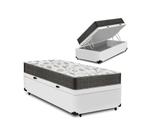 Cama Box Baú Solteiro Conforto Sintético Branco + Colchão Solteiro Conforto Espuma D23 Com EPS 16x88x188 Cama Box Baú Solteiro Conforto Sintético Branco + Colchão Solteiro Conforto Espuma D23 Com EPS 16x88x188