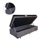 Cama Box Baú Solteiro Conforto Sintético Cinza + Colchão Solteiro Conforto Espuma D33 Com EPS 26x88x188 Cama Box Baú Solteiro Conforto Sintético Cinza + Colchão Solteiro Conforto Espuma D33 Com EPS 26x88x188
