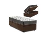 Cama Box Baú Solteiro Conforto Sintético Marrom + Colchão Solteiro Conforto Espuma D33 Com EPS 17x88x188