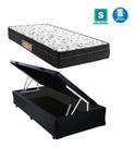 Cama Box Baú Solteiro Conforto Sintético Preto + Colchão Solteiro Conforto Espuma D23 Com EPS 14x88x188 Cama Box Baú Solteiro Conforto Sintético Preto + Colchão Solteiro Conforto Espuma D23 Com EPS 14x88x188