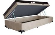 Cama Box Baú Solteiro Conforto Suede Bege + Colchão Solteiro Conforto Espuma D23 Com EPS 14x88x188