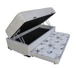 Cama Box Baú Solteiro Conjugada de Mola com Cama Auxiliar Bicama 3 em 1 Suede Bege Cama Box Baú Solteiro Conjugada de Mola com Cama Auxiliar Bicama 3 em 1 Suede Bege