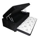 Cama Box Baú Solteiro Conjugado com Cama Auxiliar Bicama 3 em 1 - Suede Preto Cama Box Baú Solteiro Conjugado com Cama Auxiliar Bicama 3 em 1 - Suede Preto