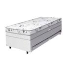 Cama Box Baú Solteiro Conjugado Espuma Com Cama Auxiliar Bicama 3 Em 1 - Matelassê Branco
