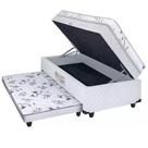 Cama Box Baú Solteiro Conjugado Espuma Com Cama Auxiliar Bicama 3 Em 1 - Matelassê Branco