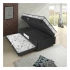 Cama Box Baú Solteiro Conjugado Espuma com Cama Auxiliar Bicama 3 em 1 - Matelassê Preto