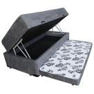 Cama Box Baú Solteiro Conjugado Espuma Com Cama Auxiliar Bicama 3 Em 1- Suede Cinza