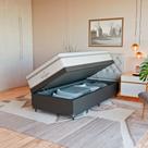 Cama Box Baú Solteiro Couro Preto + Colchão Paris Branco