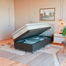 Cama Box Baú Solteiro Couro Preto + Colchão Paris Cores