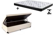 Cama Box Baú Solteiro Dreams Sintético Bege + Colchão Solteiro Dreams Espuma D23 Com EPS 20x88x188