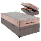 Cama Box Baú Solteiro e Colchão Airtech Spring Pocket Molas Ensacadas Ortobom Cinza