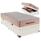 Cama Box Baú Solteiro e Colchão Airtech Spring Pocket Molas Ensacadas Ortobom Palha