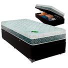Cama Box Baú Solteiro e Colchão Aspen 24cm Molas Ensacadas Luckspuma Preto