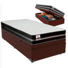 Cama Box Baú Solteiro e Colchão Bogota Molas Ultralastic Inducol Marrom