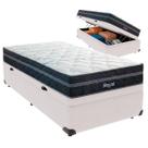 Cama Box Baú Solteiro e Colchão Royal Molas Ensacadas Colchobel Branco