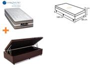 Cama Box Baú Solteiro Jadmax + Colchão Sankonfort Le Griff 88x188x75 - Linha Firme - Resistente - Alto Padrão