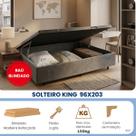 Cama Box Baú Solteiro King Blindado 96x203 Maior Espaço Interno Suede Cinza ou Preto Medida Especial Cama Box Baú Solteiro King Blindado 96x203 Maior Espaço Interno Suede Cinza ou Preto Medida Especial