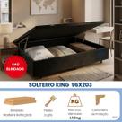 Cama Box Baú Solteiro King Blindado 96x203 Maior Espaço Interno Suede Cinza ou Preto Medida Especial Cama Box Baú Solteiro King Blindado 96x203 Maior Espaço Interno Suede Cinza ou Preto Medida Especial