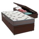 Cama Box Baú Solteiro Marrom + Colchão Light D33 Ortobom