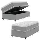 Cama Box Baú Solteiro Molas Ensacadas Pillow Top 88x188x66cm Martino Cinza Umaflex Cinza Cama Box Baú Solteiro Molas Ensacadas Pillow Top 88x188x66cm Martino Cinza Umaflex Cinza