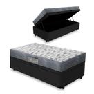Cama Box Baú Solteiro Preta + Colchão De Espuma D33 - Ortobom - Iso 100 78x188x60cm