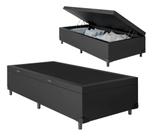 Cama Box Bau Solteiro Preto Sintetico Premium 47x88x188 - FA Elegante