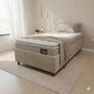 Cama Box Bau Solteiro Reforçado e Colchão Hellen D33 One Face Millenium 88x188 Pillow Bege Cama Box Bau Solteiro Reforçado e Colchão Hellen D33 One Face Millenium 88x188 Pillow Bege