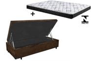 Cama Box Baú Solteiro Resistence Suede Marrom + Colchão Solteiro Resistence Espuma D33 Com EPS 26x88x188