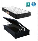 Cama Box Baú Solteiro Resistence Suede Preto + Colchão Solteiro Resistence Espuma D33 Com EPS 16x88x188