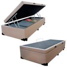 Cama Box Baú Solteiro Sintético Cama Bege 88x188x45cm