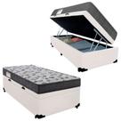 Cama Box Baú Solteiro Sintético + Colchão De Espuma D33 - - 88cm Branco