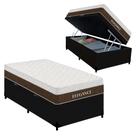 Cama Box Baú Solteiro Sintético + Colchão Molas Ensacadas Royal Sleep Elegance 88x188x72