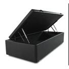 Cama Box baú solteiro sintético preto com pistao a gás