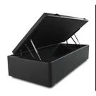 Cama box baú solteiro sintético preto -pistão A gás
