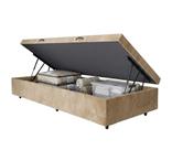 Cama Box Bau Solteiro Suede Bege 88x188x35 - Santo Box Cama Box Bau Solteiro Suede Bege 88x188x35 - Santo Box