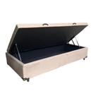 Cama Box Baú Solteiro Suede Bege Com Pistão A Gás, Imperium do Sono