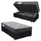 Cama Box Baú Solteiro Suede + Colchão De Espuma D33 - Serene - 88cm Preto