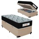 Cama Box Baú Solteiro Suede + Colchão Molas Ensacadas SerenePrime Sonnolux - 88cm Cor:Bege