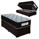 Cama Box Baú Solteiro Suede + Colchão Molas Ensacadas SerenePrime Sonnolux 88x188x69cm Cor:Marrom