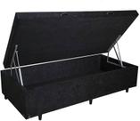 Cama Box Baú Solteiro Suede Preto 42x88x188 Cama Box Baú Solteiro Suede Preto 42x88x188
