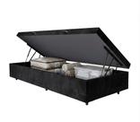 Cama Box Bau Solteiro Suede Preto 88x188x35 - FA Elegante