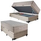 Cama Box Baú Suede Solteiro + Colchão SerenePrime Molas Ensacadas 88x188x69 Bege