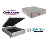 Cama Box Baú Viúva 128 Suede Cinza com Colchão Ortobom Airtech Pocket D26 Bege 70x128x188 Cama Box Baú Viúva 128 Suede Cinza com Colchão Ortobom Airtech Pocket D26 Bege 70x128x188