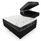 Cama Box Baú Viúva 128 Tecido Sintético Preto com Colchão de Molas - Probel Sleep Black Cama Box Baú Viúva 128 Tecido Sintético Preto com Colchão de Molas - Probel Sleep Black
