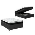 Cama Box Baú Viúva 128 Tecido Sintético Preto com Colchão Espuma D33 One Face - Bello Box - 58X128X188
